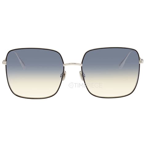 DiorStellaire1 Gold Metal with Blue Lacquer Square Sunglasses